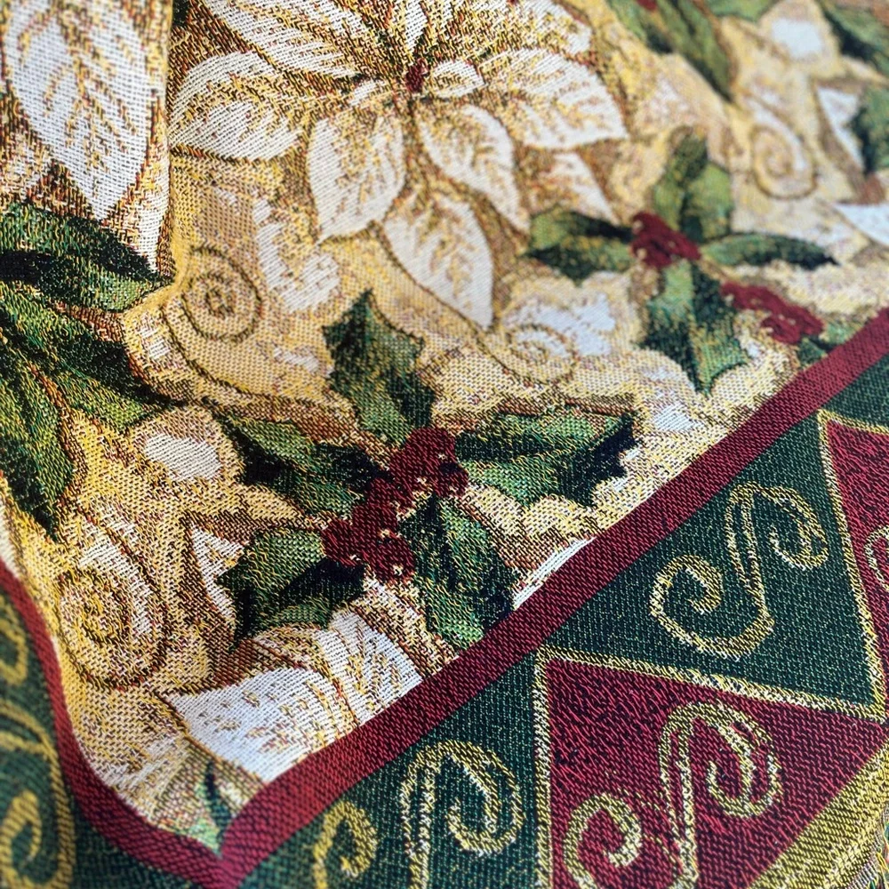 Festive Poinsettia Holiday Throw Blanket 6’ x 4’